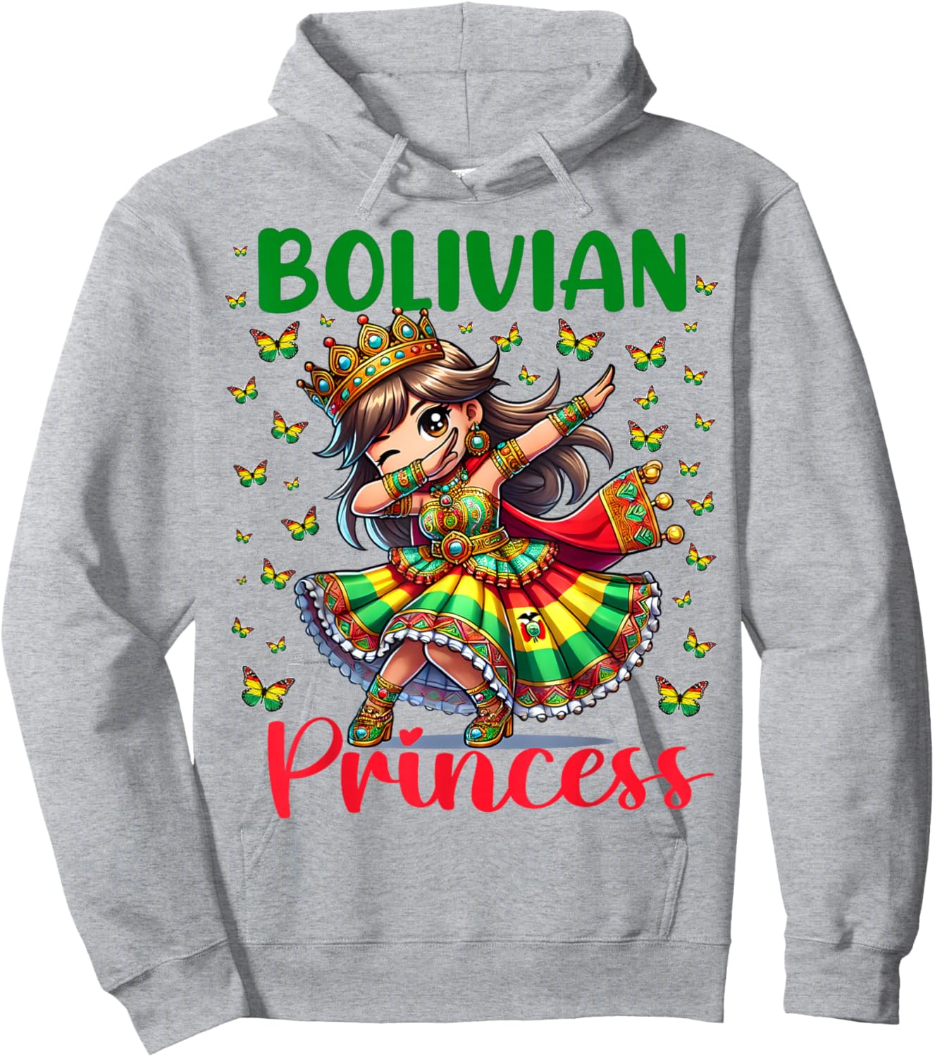 Bolivian Princess Dab Girl Flag Dress Heritage for Kids Hoodie - Hoodie | Ash