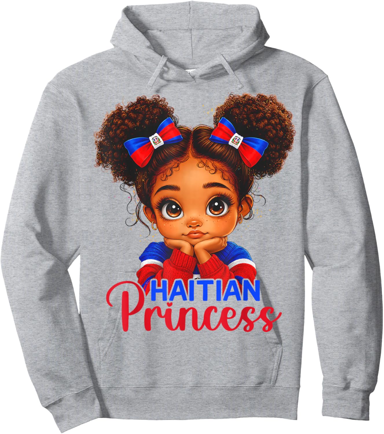 Haitian Princess Haiti Flag Day Melanin Girls Kids Toddlers Hoodie - Hoodie | Ash