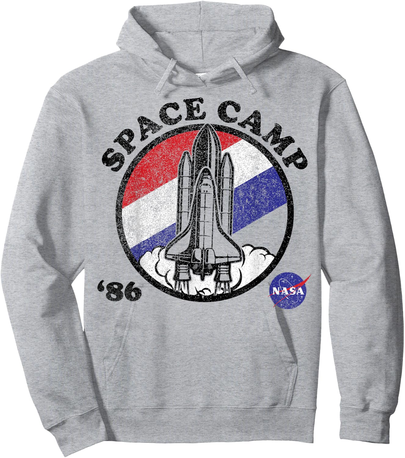 NASA Space Camp Red White and Blue '86 Badge Hoodie - Hoodie | Ash