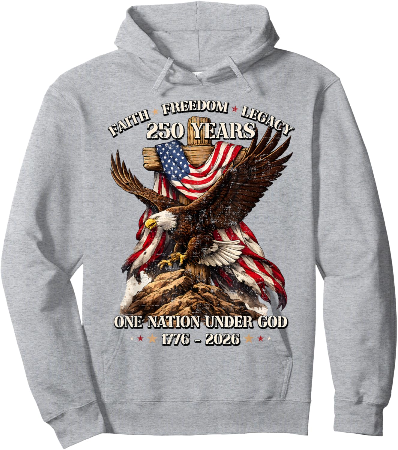 250 Anniversary USA 250th Patriotic Eagle 4th of July Hoodie - Hoodie | Ash