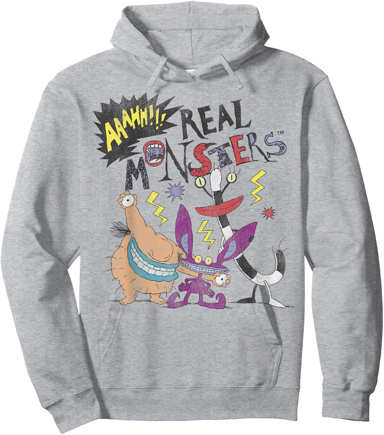 Aaahh!!! Real Monsters Friends Spooky Scary Retro Group Shot Hoodie - Hoodie | Ash