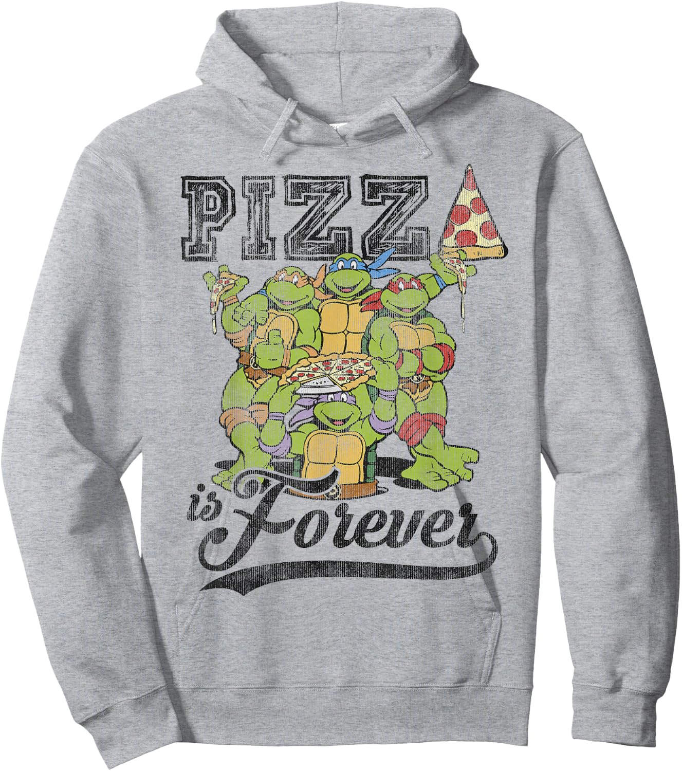 Teenage Mutant Ninja Turtles Pizza Forever Group -Shirt Hoodie - Hoodie | Ash