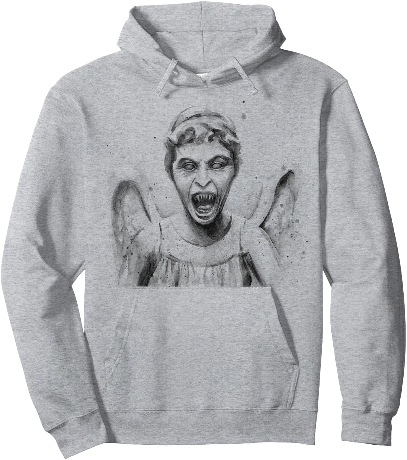 Weeping Angel Watercolor Sci-Fi Scary Don't Blink Hoodie - Hoodie | Ash