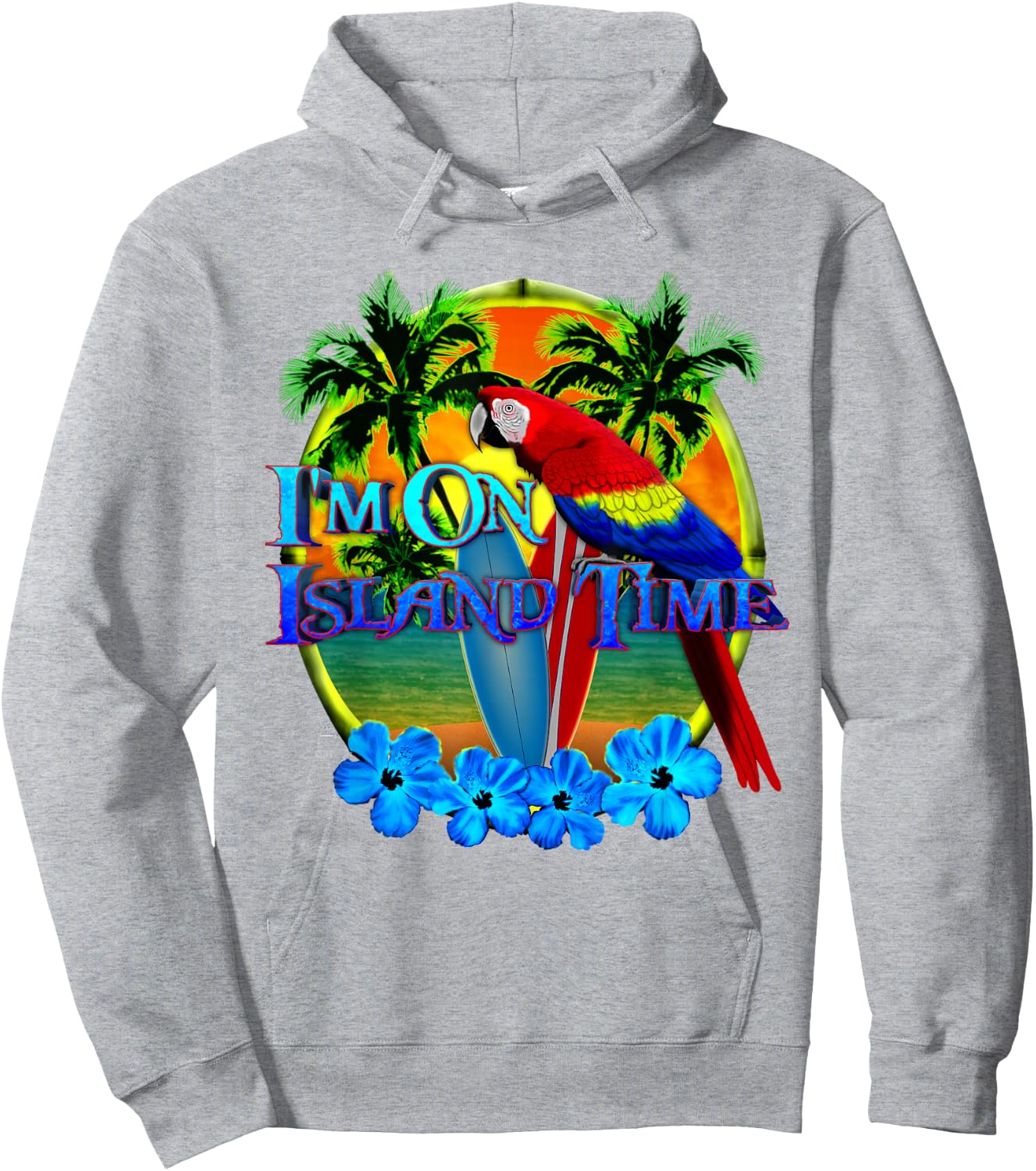 I'm On Island Time Tropical Beach Hoodie - Hoodie | Ash