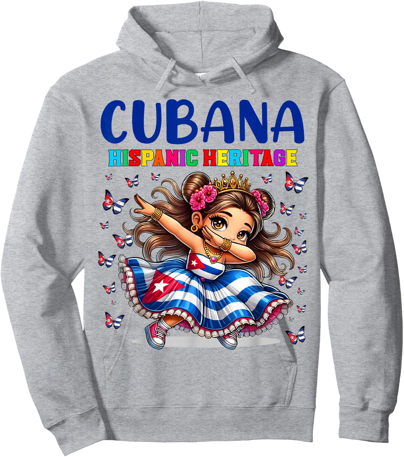 Cuba Hispanic Heritage Month Celebration girls kids Hoodie - Hoodie | Ash