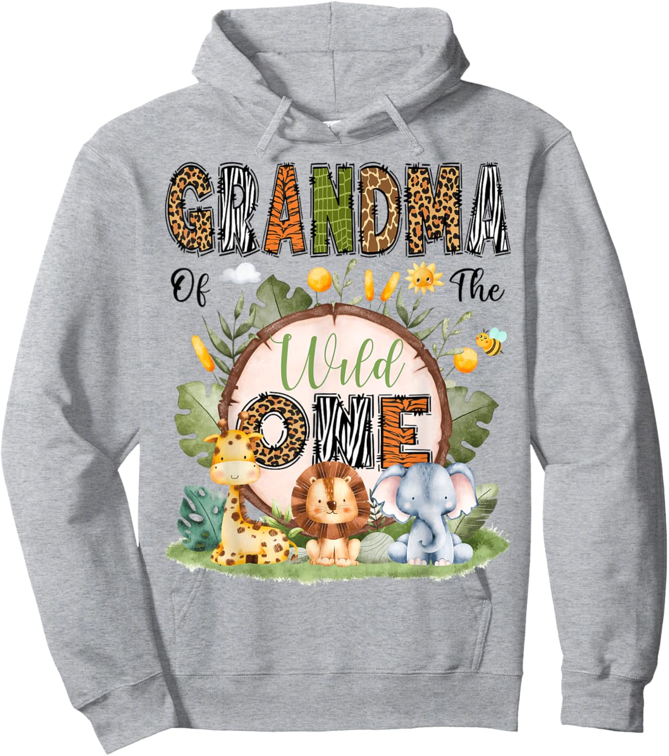Grandma Of The Wild One 1St Birthday Boy Safari Jungle Hoodie - Hoodie | Ash