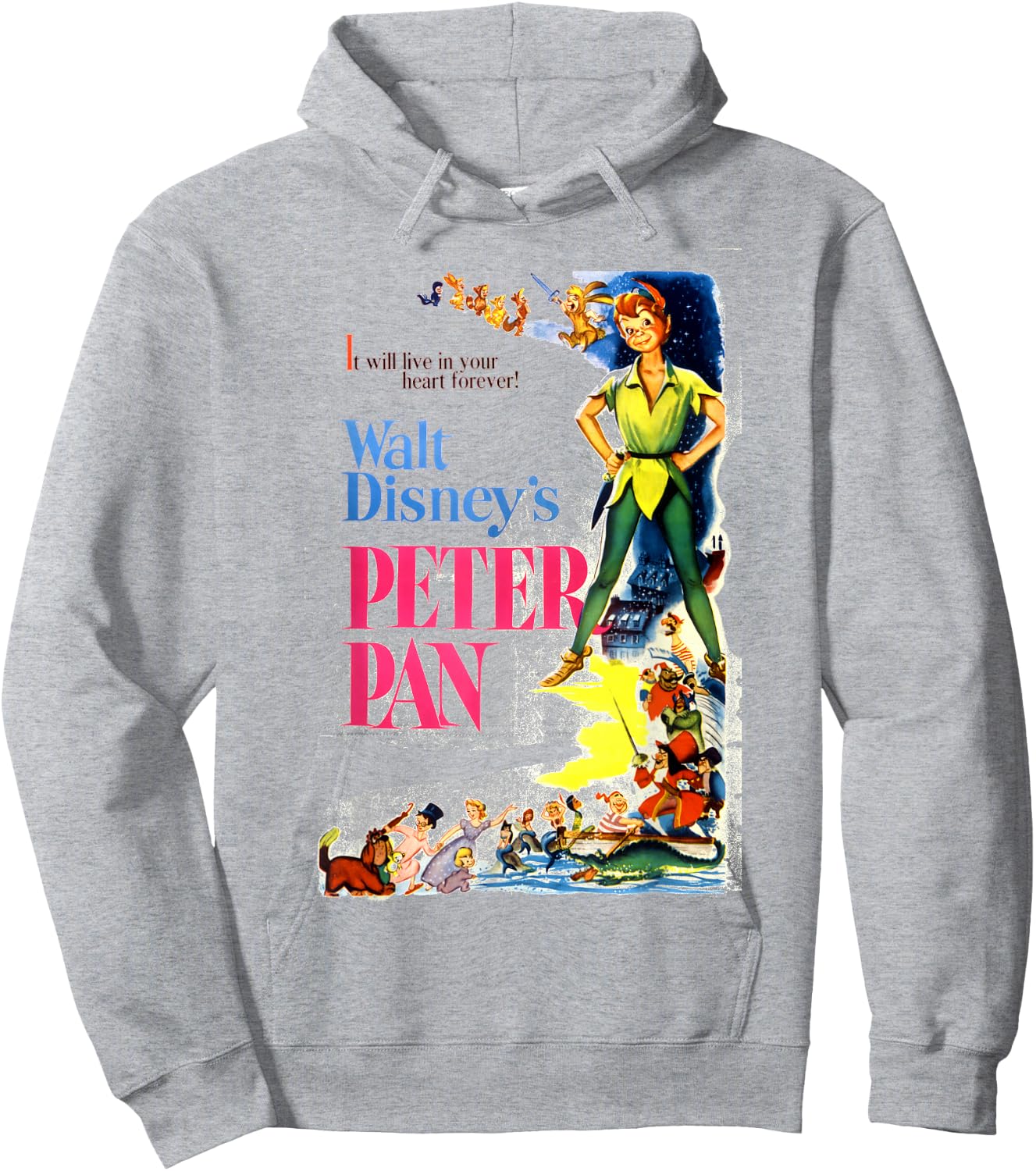Disney Peter Pan Vintage Cartoon Poster Graphic Hoodie - Hoodie | Ash