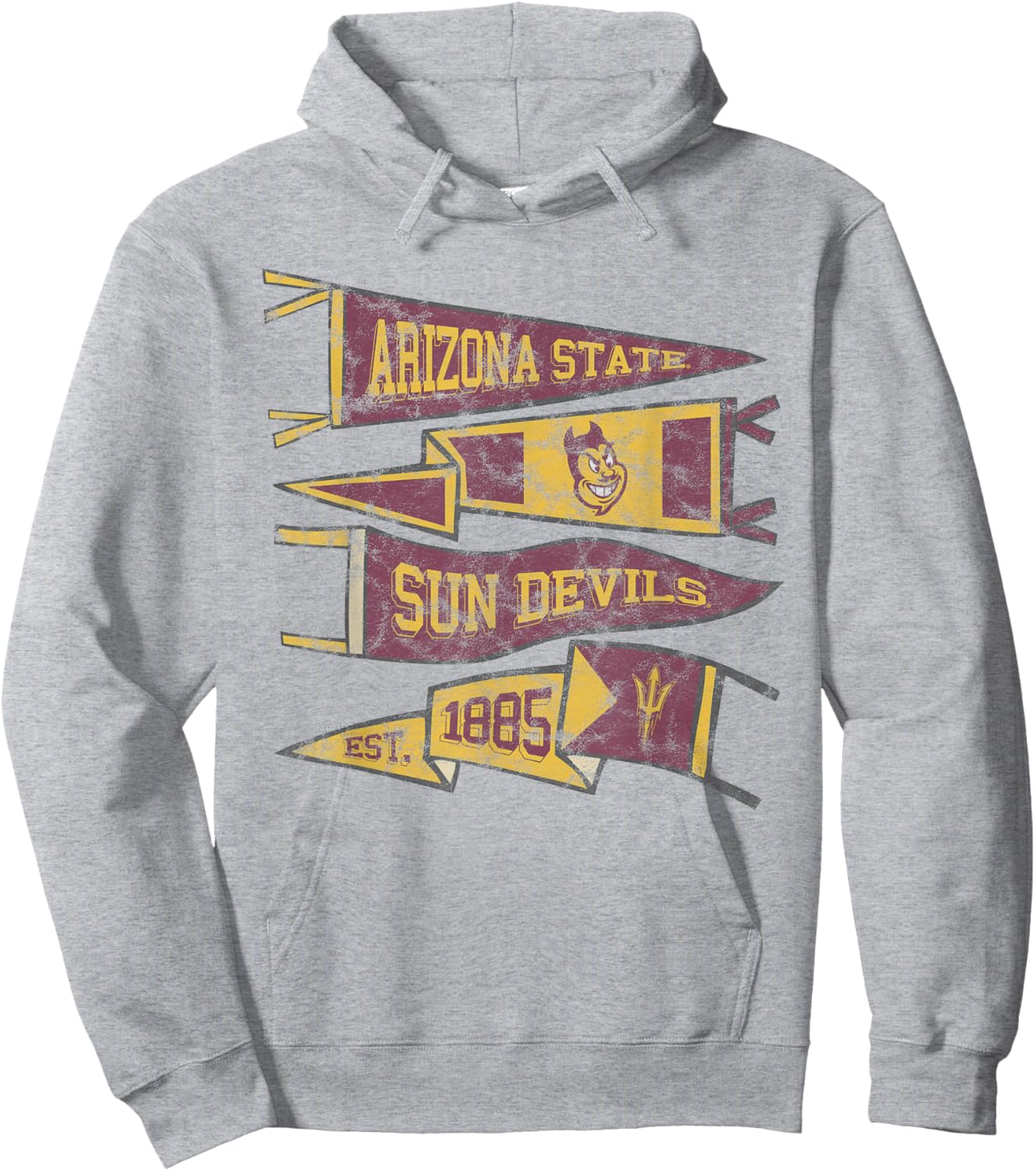 Arizona State University Sun Devils Distressed Pennants Hoodie - Hoodie | Ash