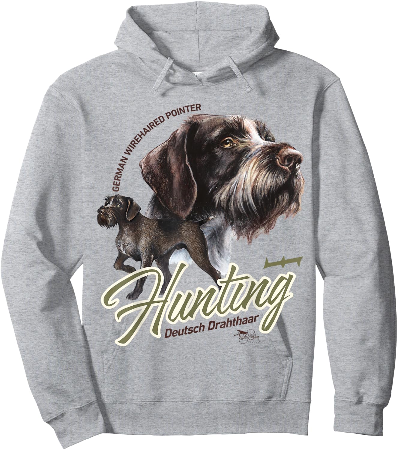 German Wirehaired Pointer Hunting Dog GWP Hoodie - Hoodie | Ash