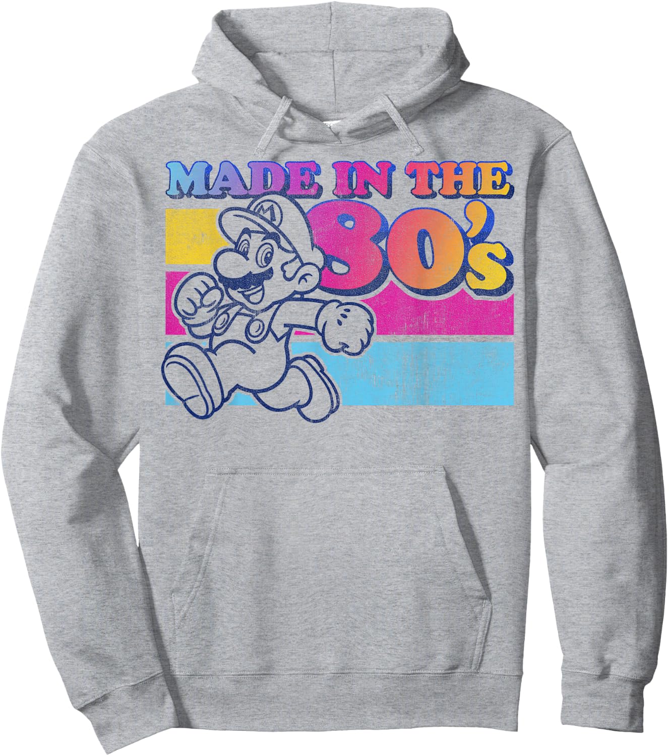 Super Mario Made in The 80's Retro Gradient Color Fade Hoodie - Hoodie | Ash