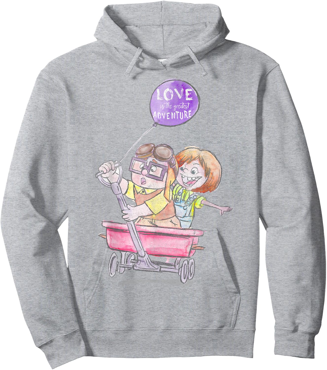 Disney Pixar Up Ellie & Carl Wagon Drawing Hoodie - Hoodie | Ash