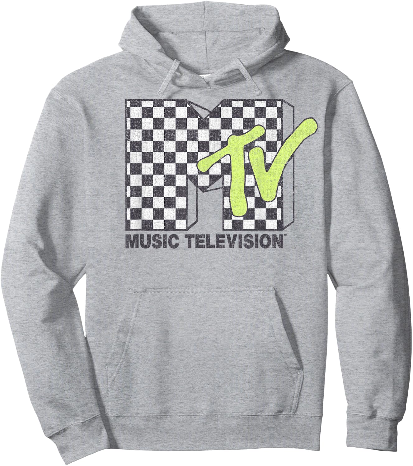 MTV Music Television Checkerboard Logo Fill Small Hoodie - Hoodie | Ash