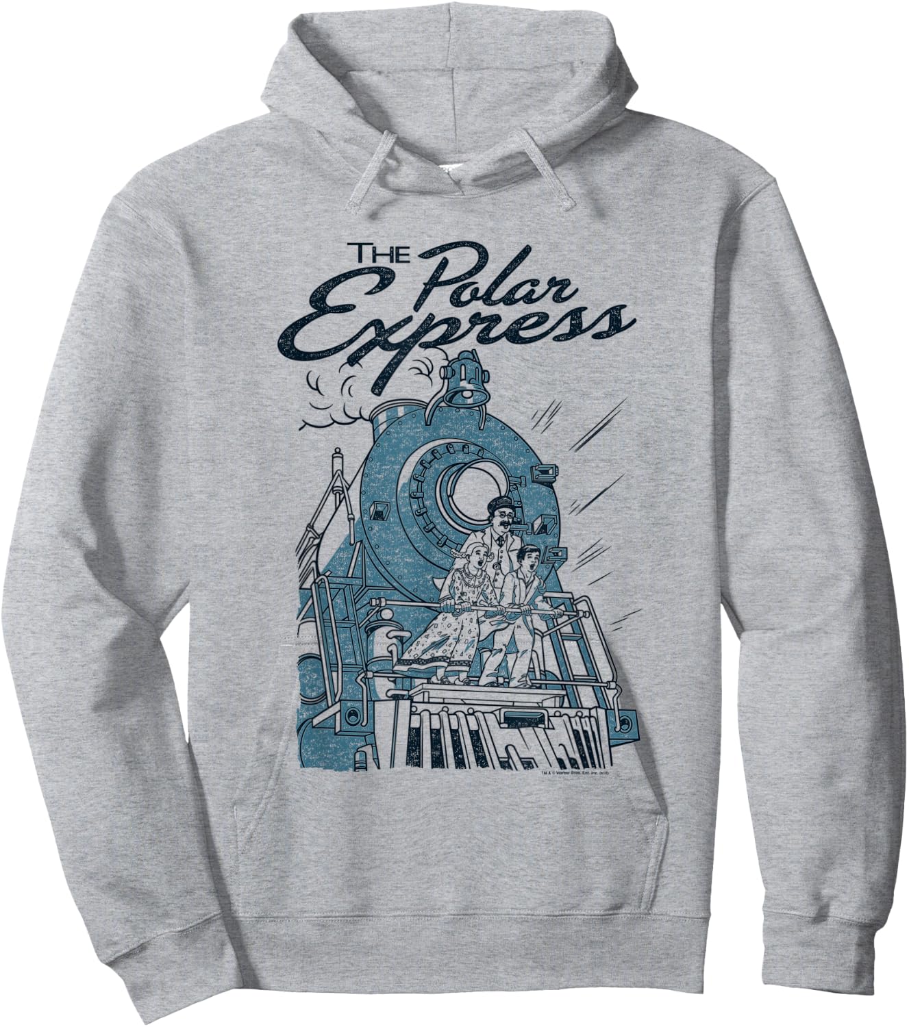 Warner Bros. Polar Express Rail Riders -Adults, Kids Silver Cartoon , Small, , Short Sleeve Hoodie - Hoodie | Ash
