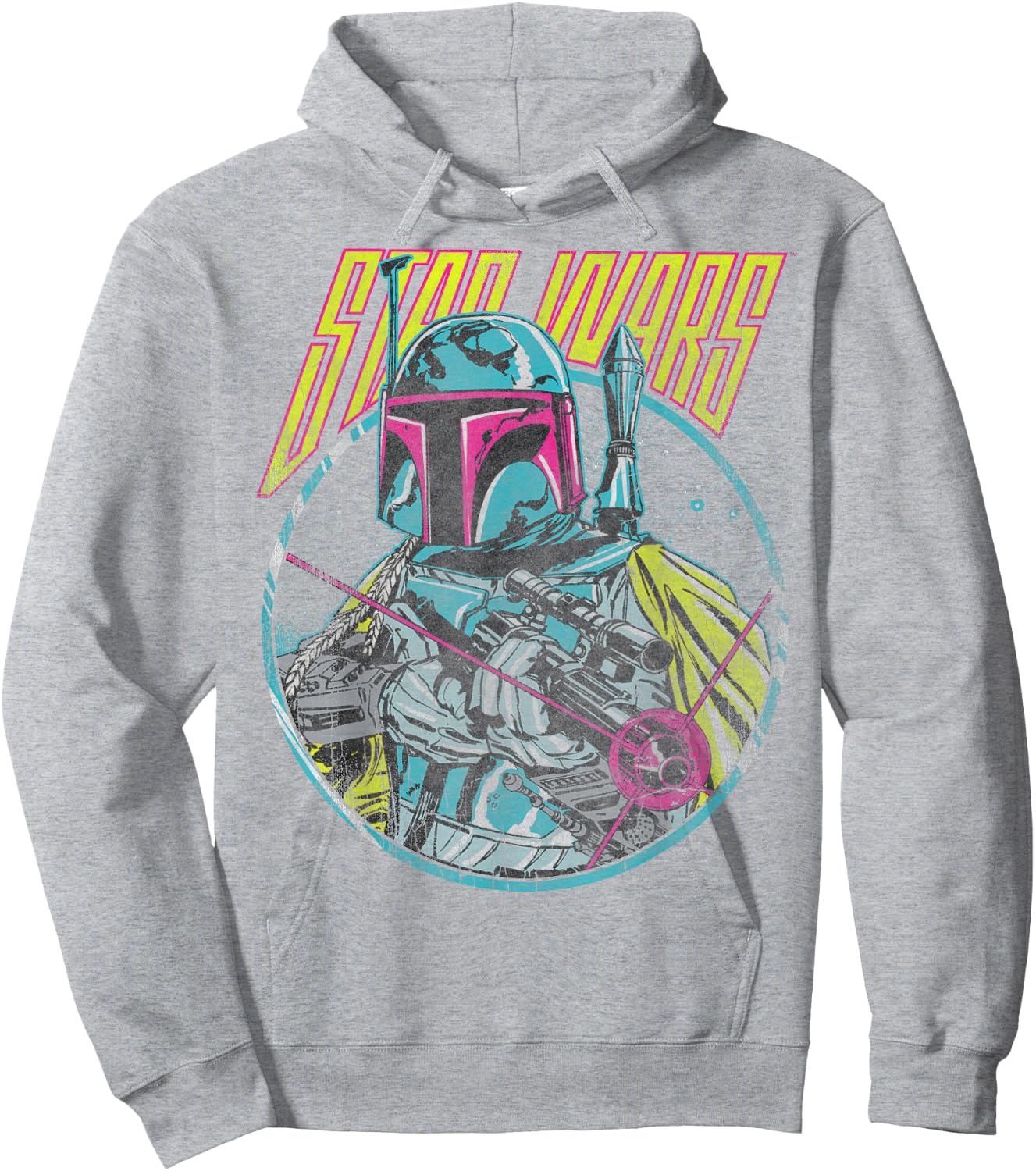 Star Wars Boba Fett Neon Blaster Vintage Graphic C2 Hoodie - Hoodie | Ash