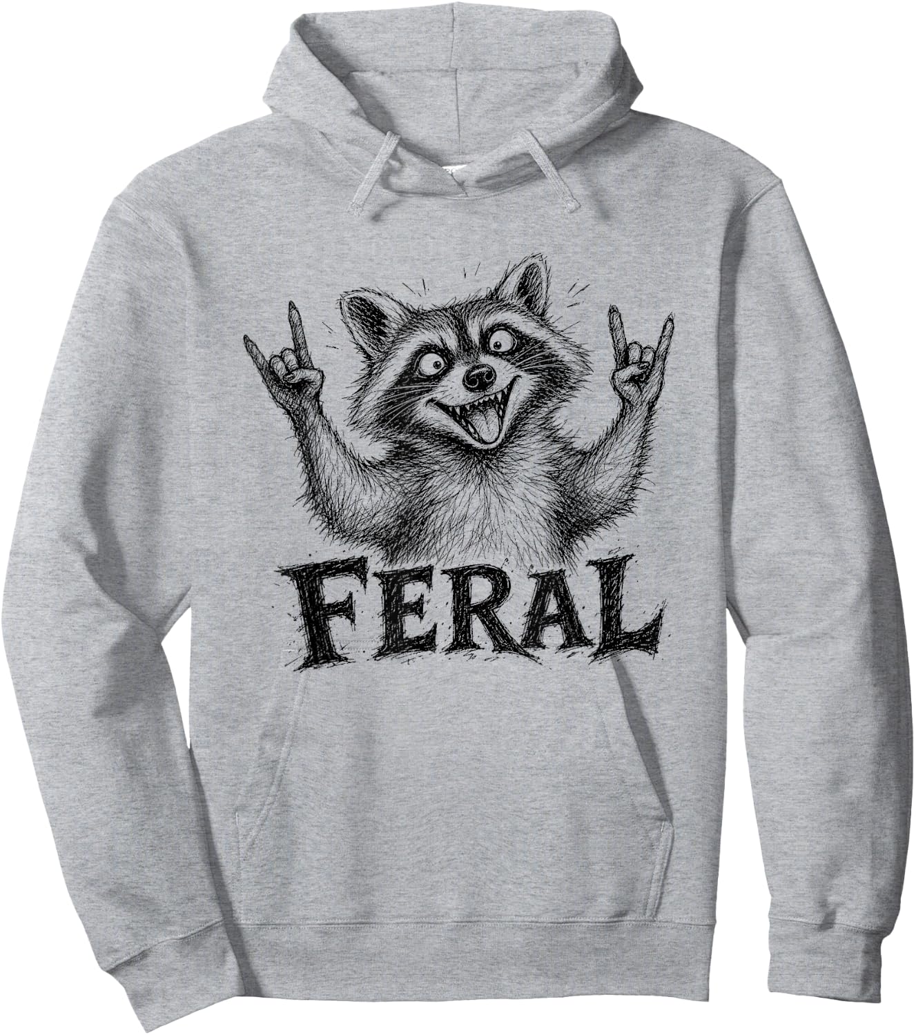 Funny Feral Raccoon Meme Trash Panda Men Women Toddlers Kids Hoodie - Hoodie | Ash