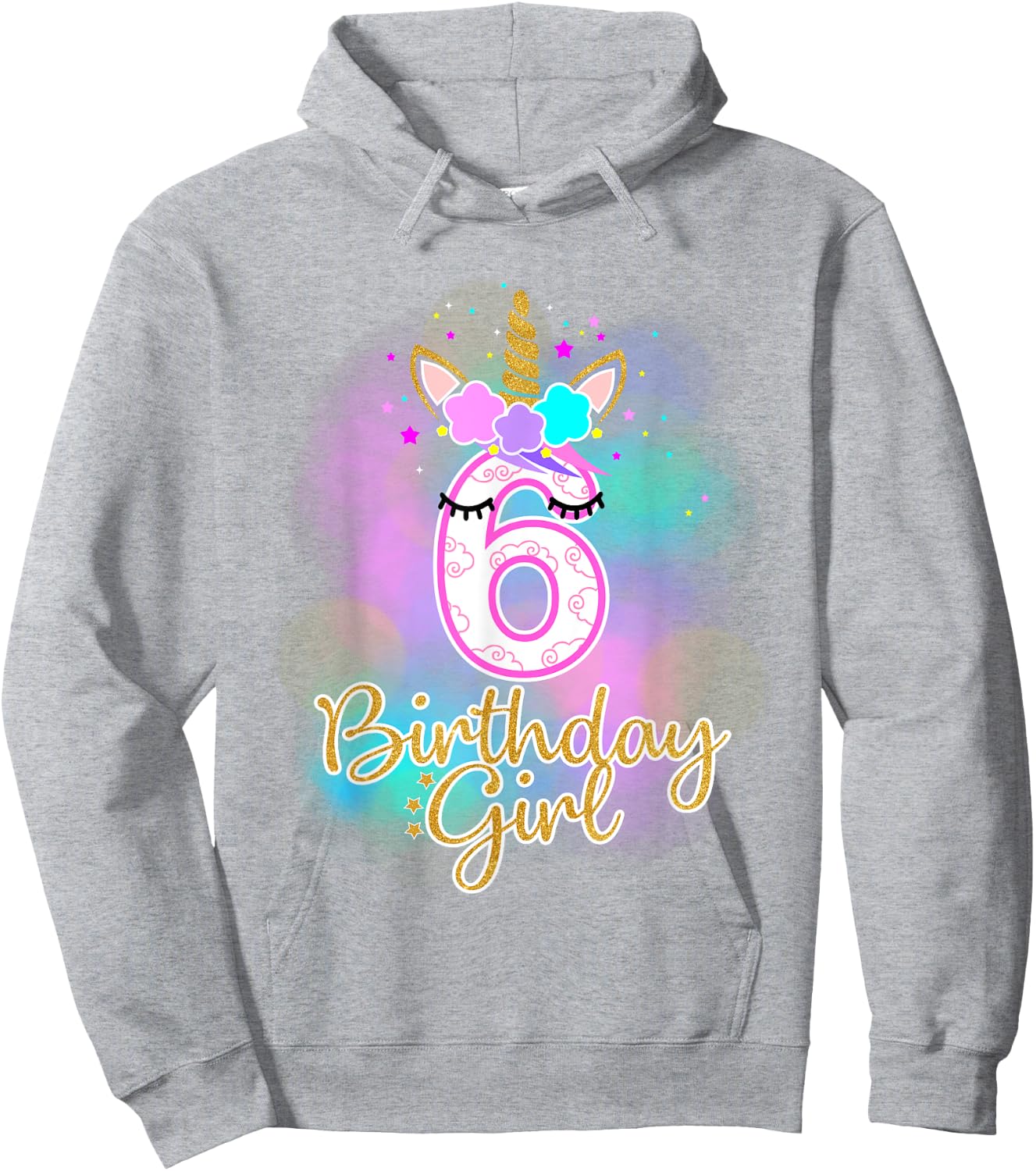 6th Unicorn Birthday girl six years old party gift Hoodie - Hoodie | Ash