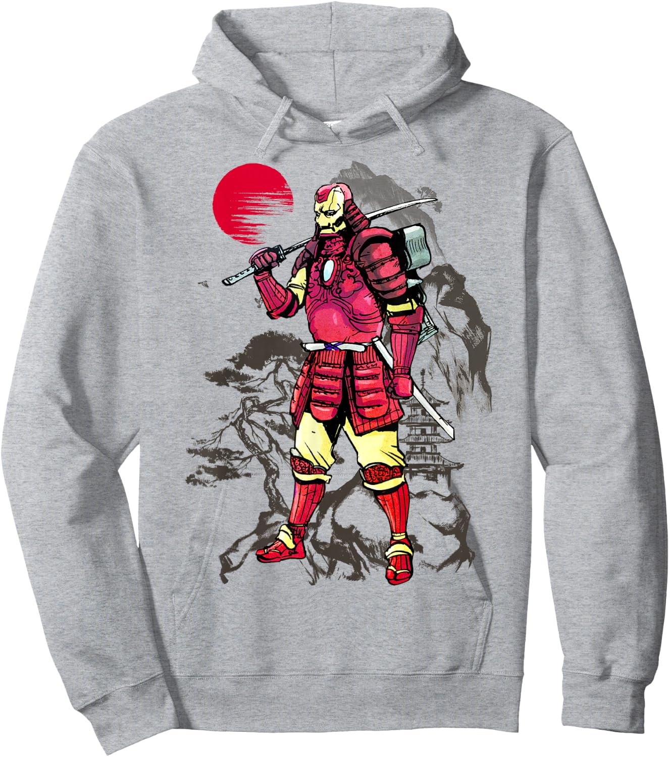 Marvel Iron Man Samurai Mountain Sunset Graphic Hoodie - Hoodie | Ash