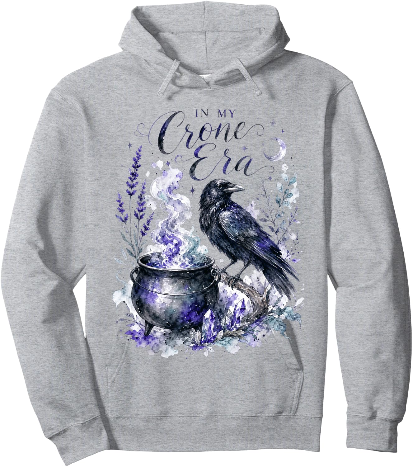 Witchy Raven Cauldron Goth Witch Hoodie - Hoodie | Ash
