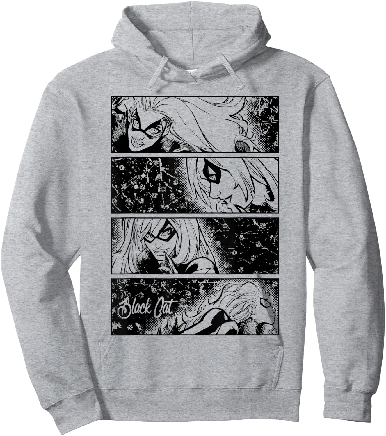 Marvel Black Cat Tonal Comic Four Panel Art Graphic Hoodie - Hoodie | Ash