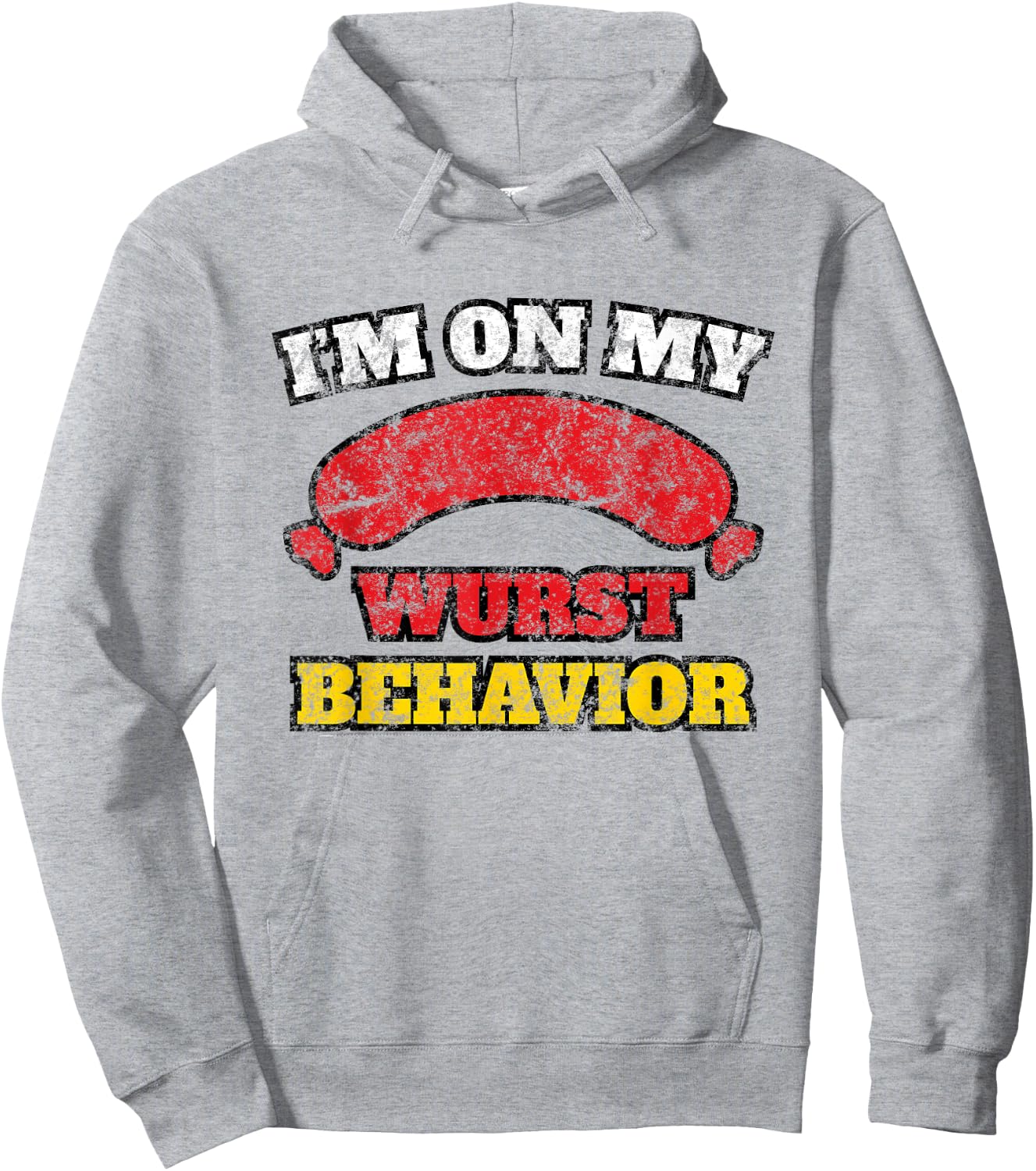 Vintage Oktoberfest I'm On My Wurst Behavior Fun Gift Hoodie - Hoodie | Ash