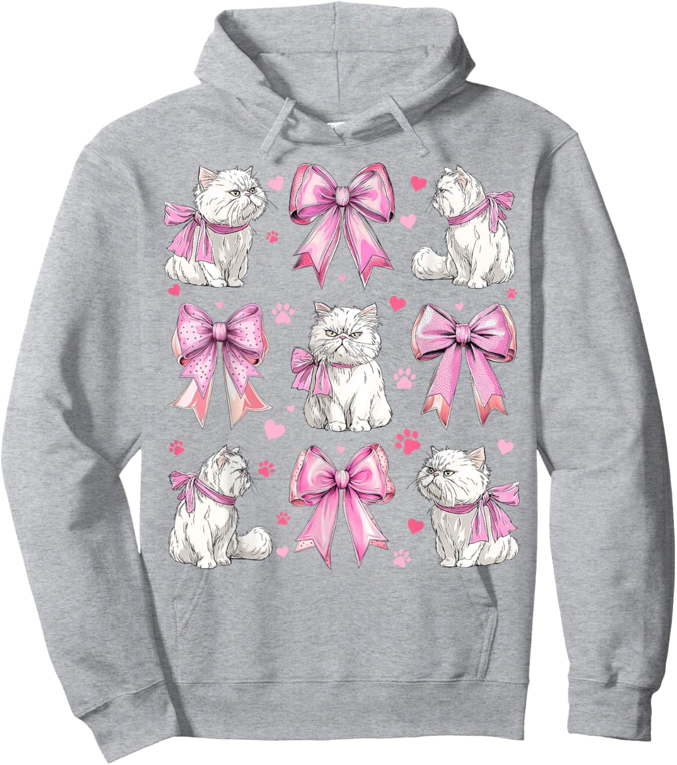 Persian Cat White Cat Pet Girl Coquette Bow Pink Mom Hoodie - Hoodie | Ash