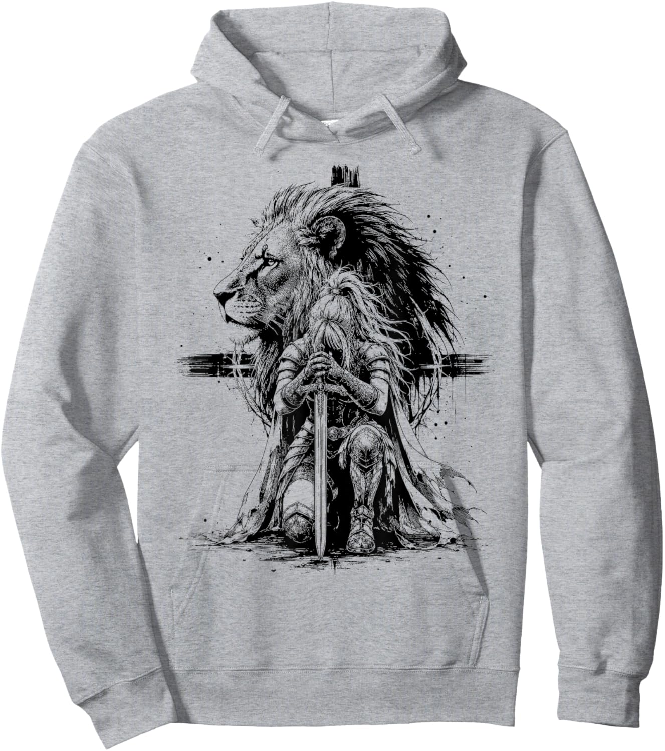 Christian Woman Warrior Lion Prayer Faith Strength Theme Hoodie - Hoodie | Ash