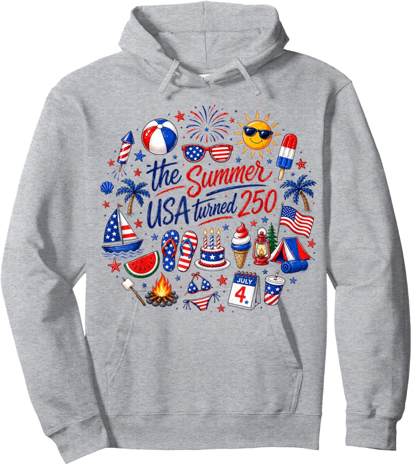 Funny The Summer USA Turns 250 1776-2026 4th of July Hoodie - Hoodie | Ash