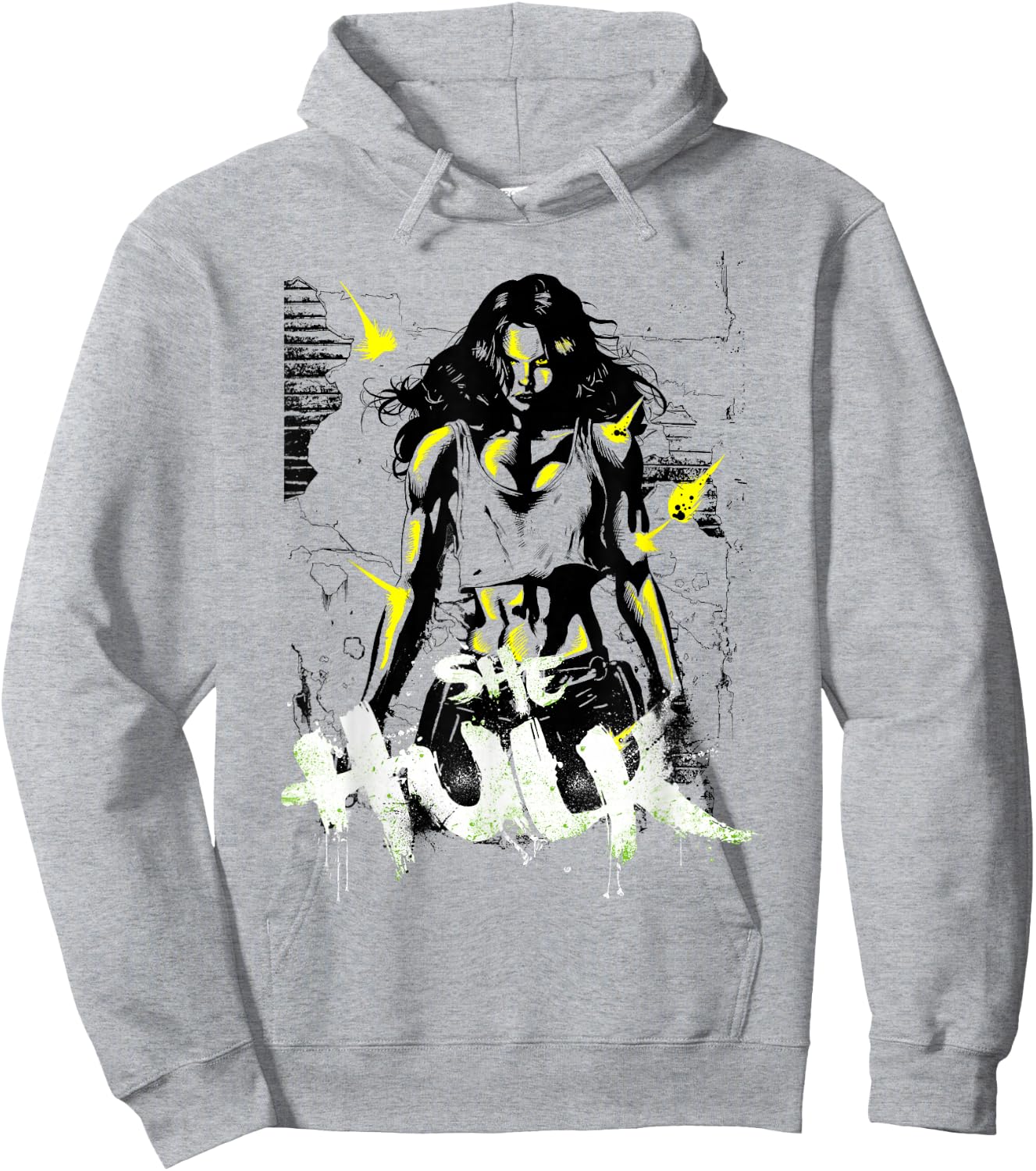 Marvel She-Hulk The Savage Green Neon Brick Splat Hoodie - Hoodie | Ash
