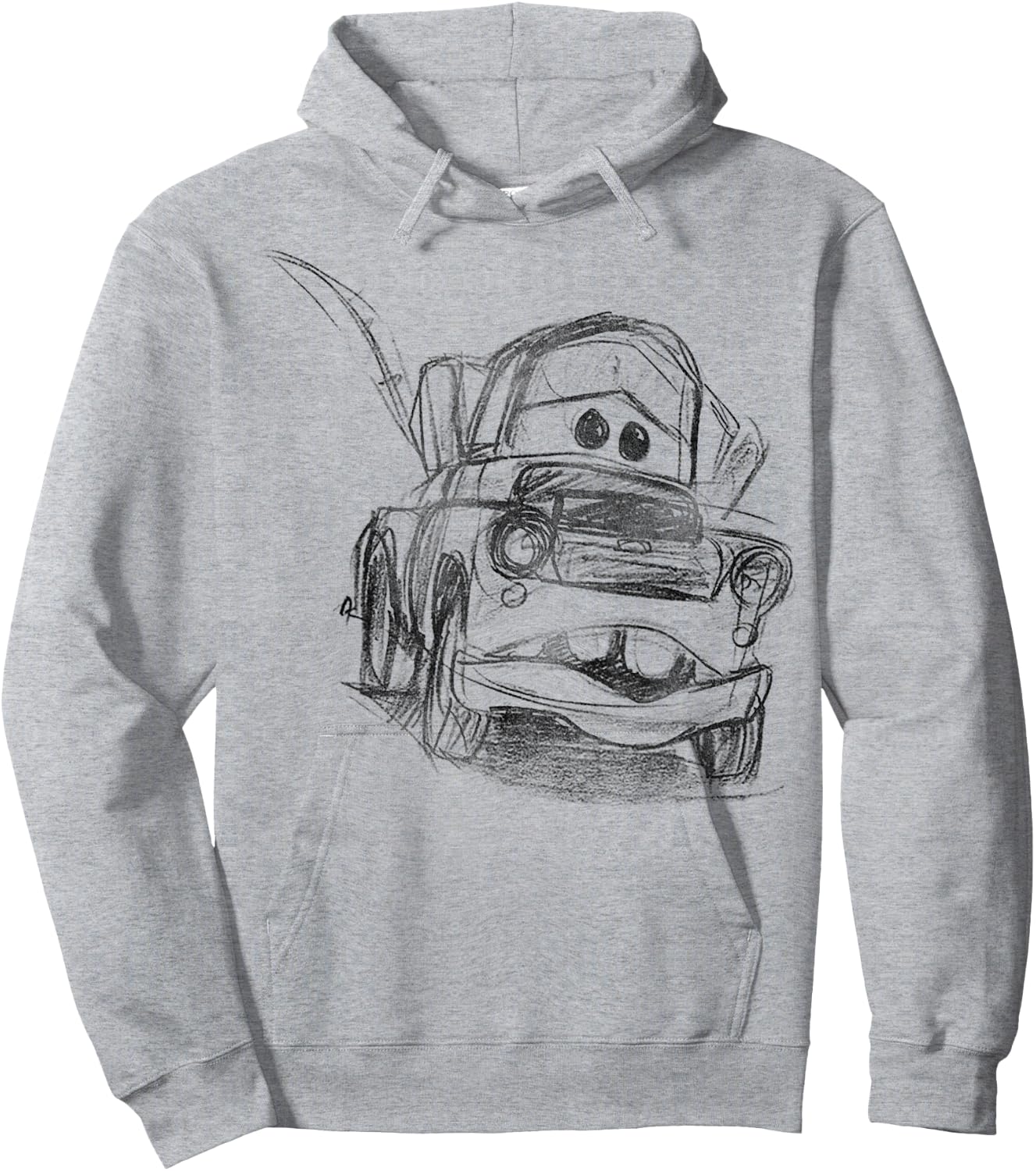 Disney Pixar Cars Mater Illustrated Line Art Sketch Portrait Hoodie - Hoodie | Ash