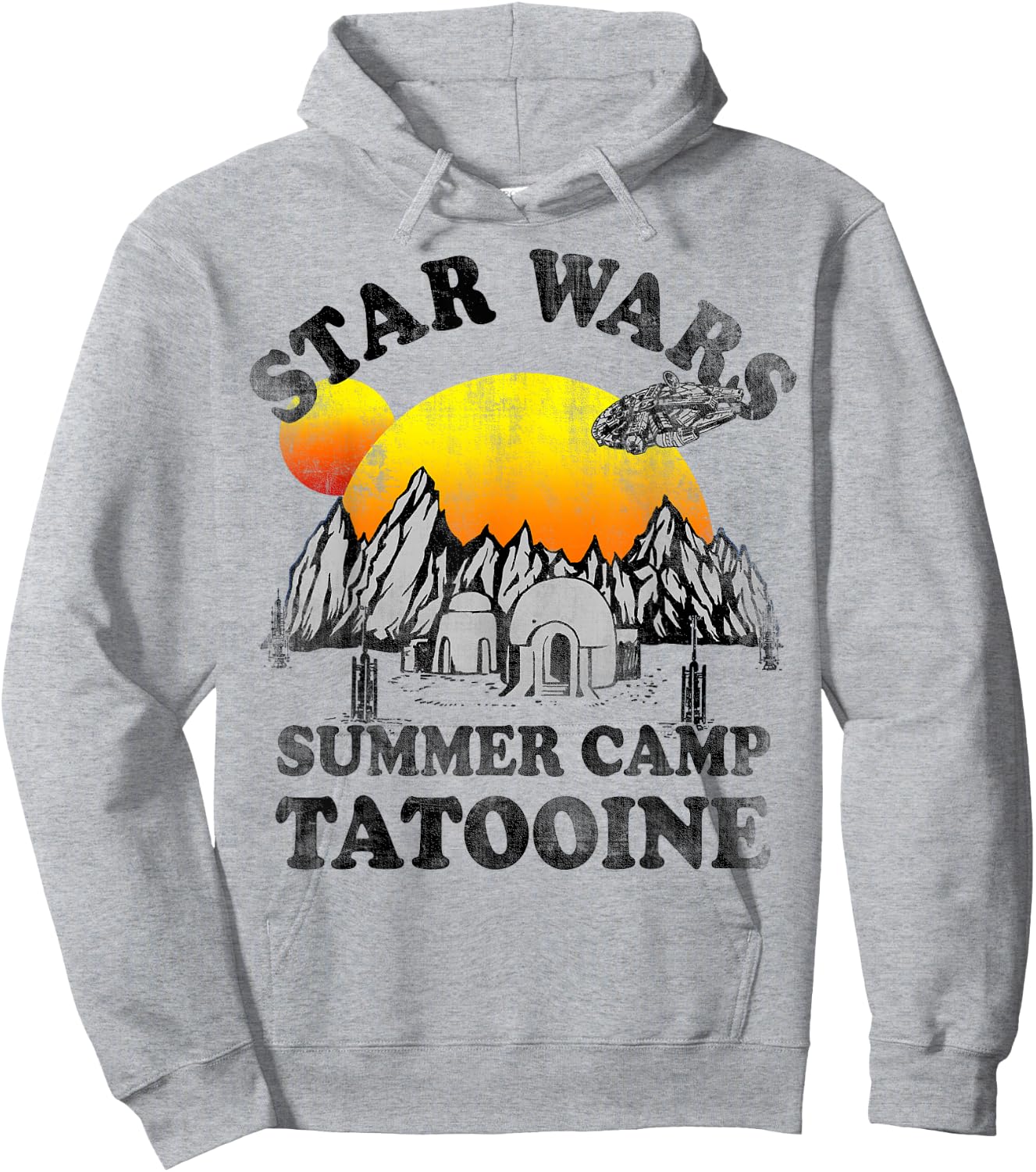Star Wars Tatooine Summer Camp Igloo Sunrise Retro Hoodie - Hoodie | Ash
