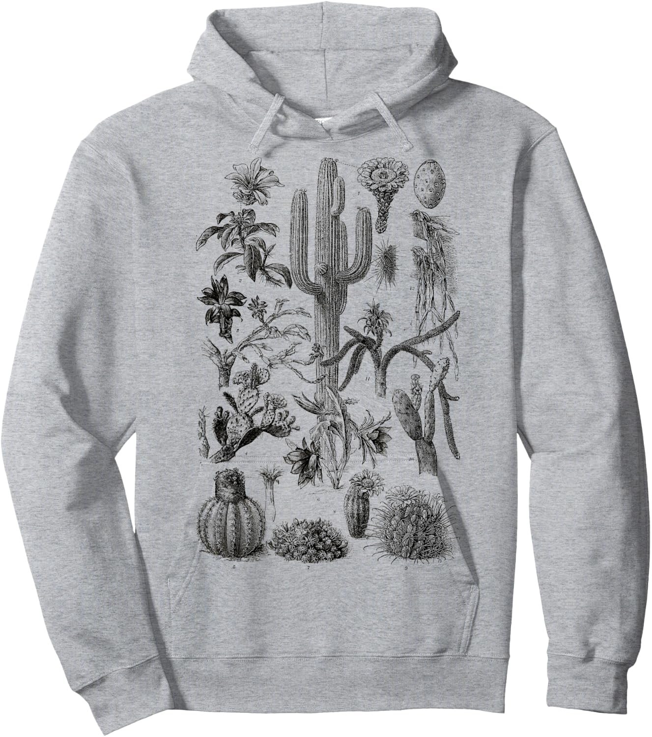 Vintage Cactus Chart Botanical Saguaro Cactus retro Desert Hoodie - Hoodie | Ash