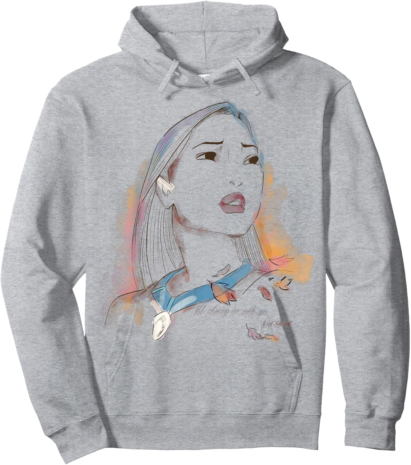 Disney Pocahontas Watercolor Portrait Quote Graphic Hoodie - Hoodie | Ash