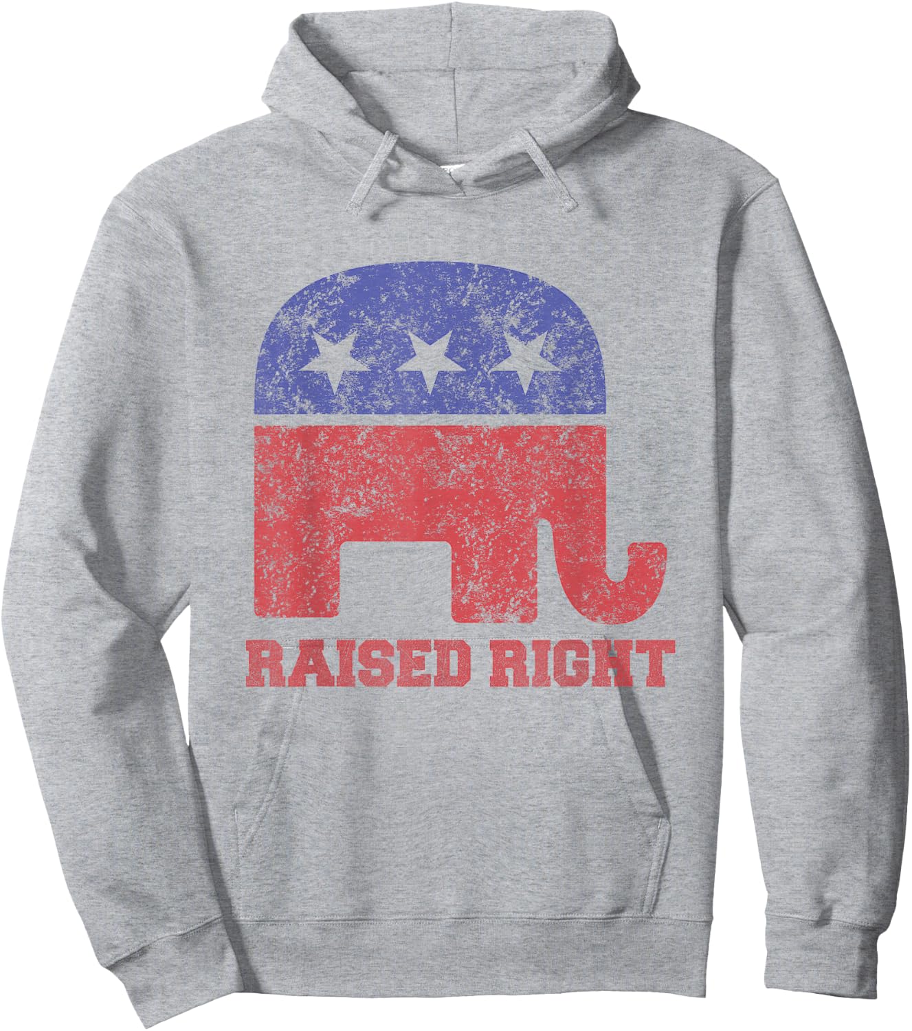 Raised Right! Republican Elephant Vintage Logo Hoodie - Hoodie | Ash
