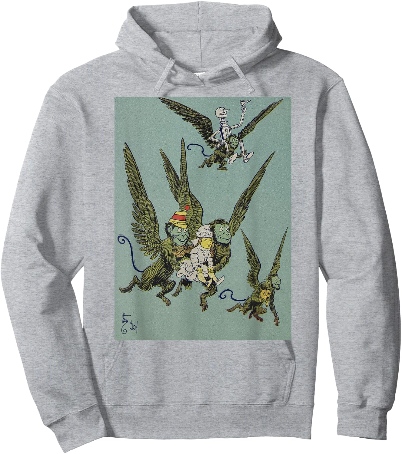 Retro OZ Winged Flying Monkey -Dorothy Toto Tin Man Hoodie - Hoodie | Ash