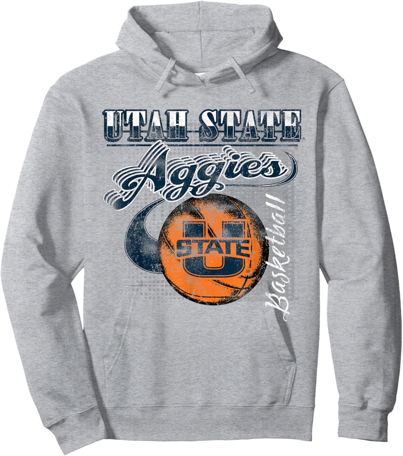 Utah State Aggies Basketball Retro Gray Officially Licensed Hoodie - Hoodie | Ash
