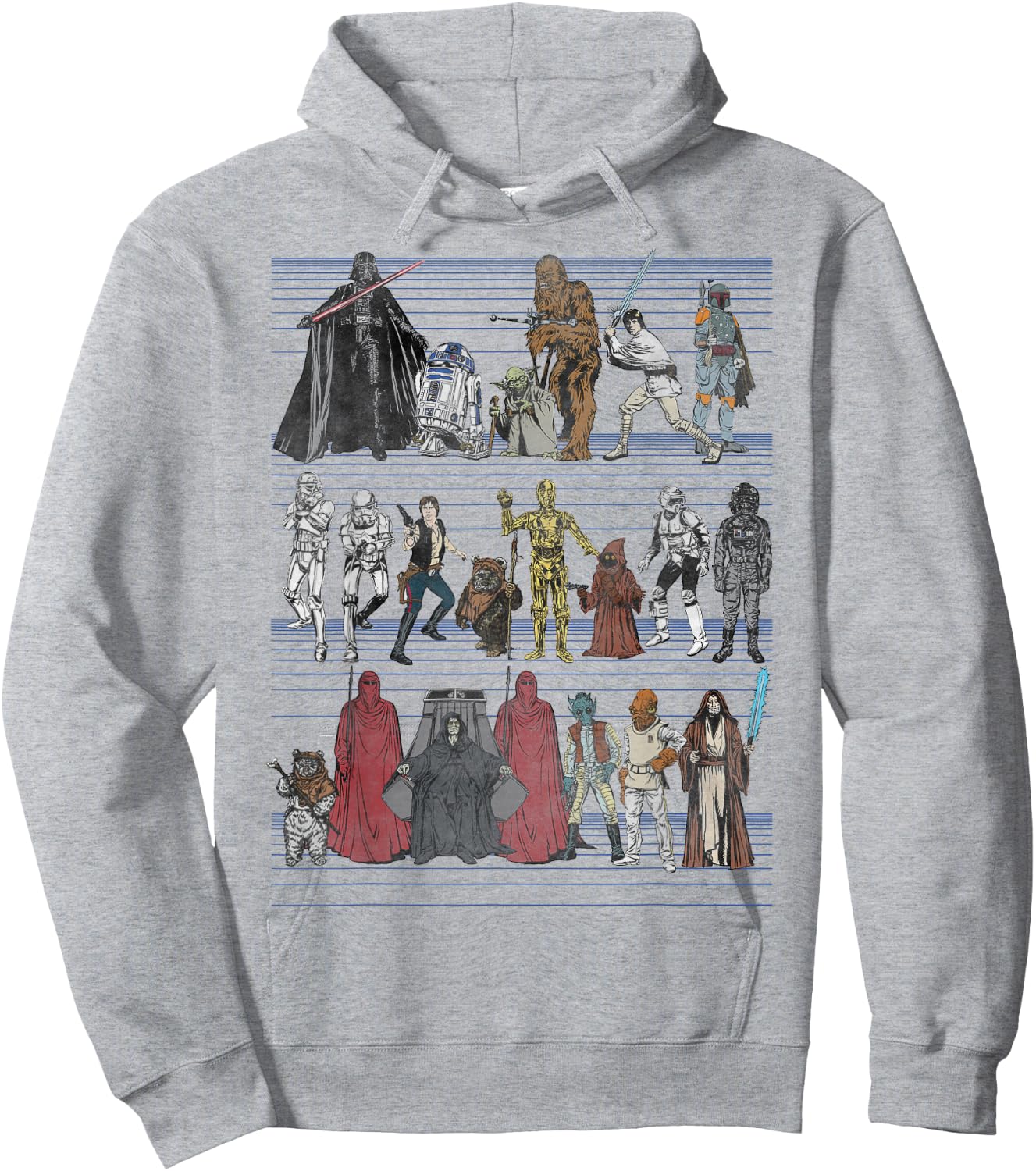 Star Wars Character Lineup Retro Classic Graphic Hoodie - Hoodie | Ash