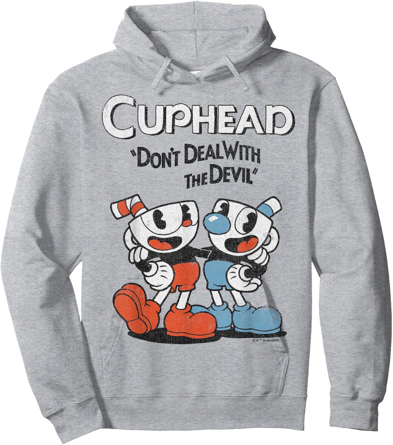 Cuphead & Mugman Don't Deal with The Devil Small Hoodie - Hoodie | Ash