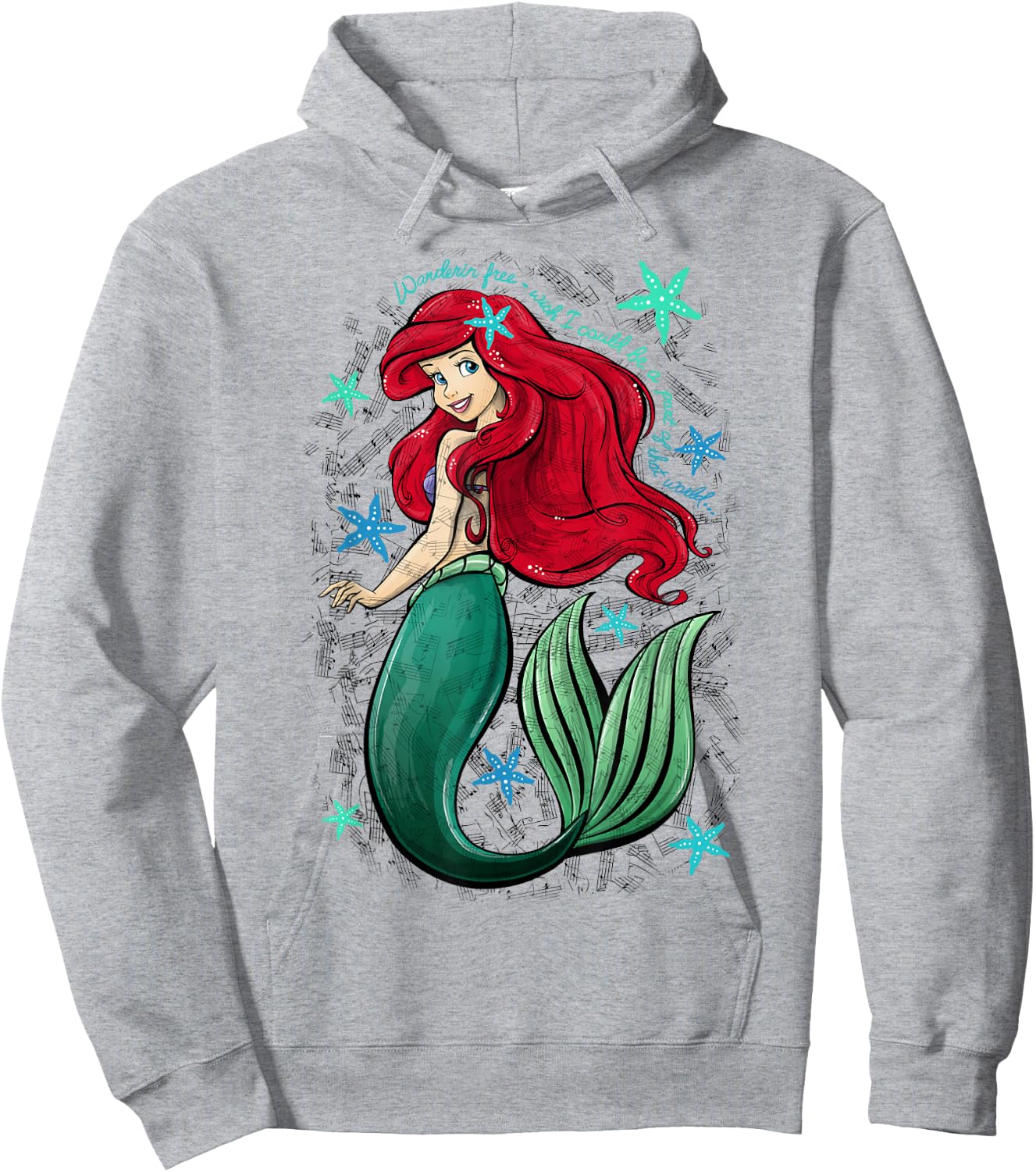 Disney The Little Mermaid Ariel's Song Music Notes Small Hoodie - Hoodie | Ash