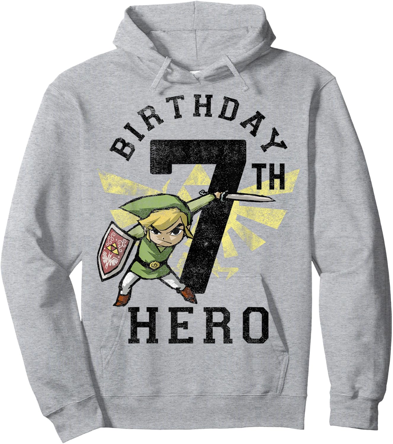 Legend of Zelda Link 7th Birthday Hero Triforce Logo Small Hoodie - Hoodie | Ash