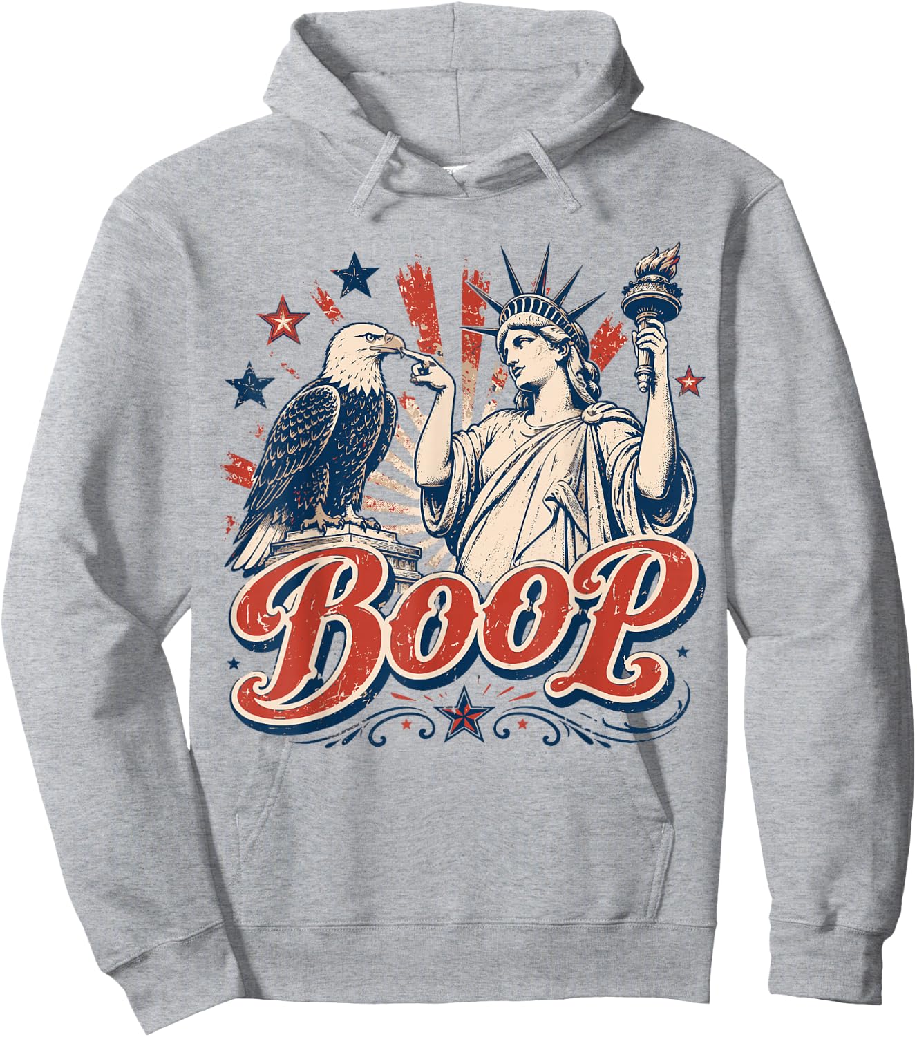 Boop Eagle 4th of July Retro Patriotic Liberty Bald Eagle Hoodie - Hoodie | Ash