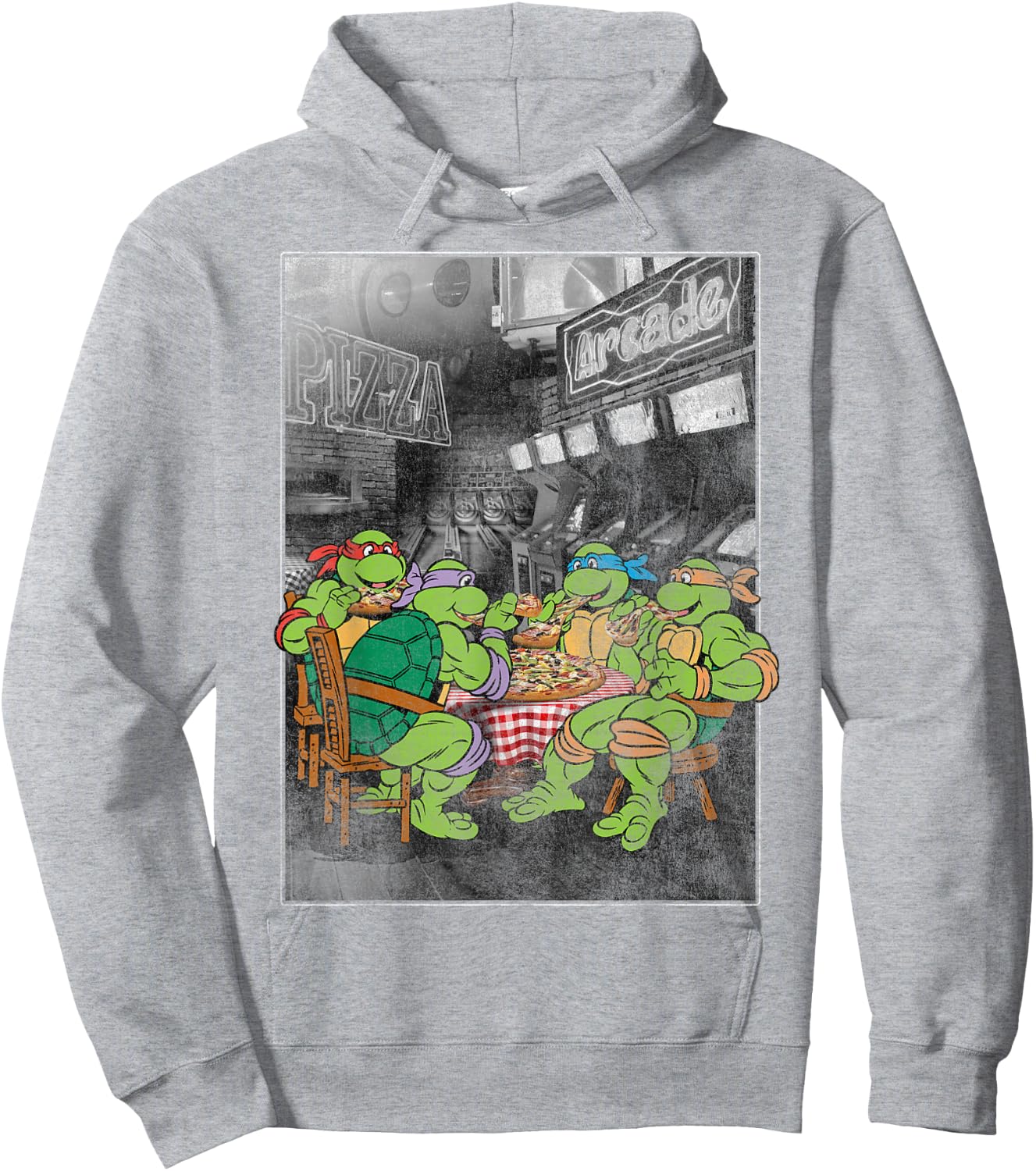 Teenage Mutant Ninja Turtles Pizza Eating And Arcade Hoodie - Hoodie | Ash