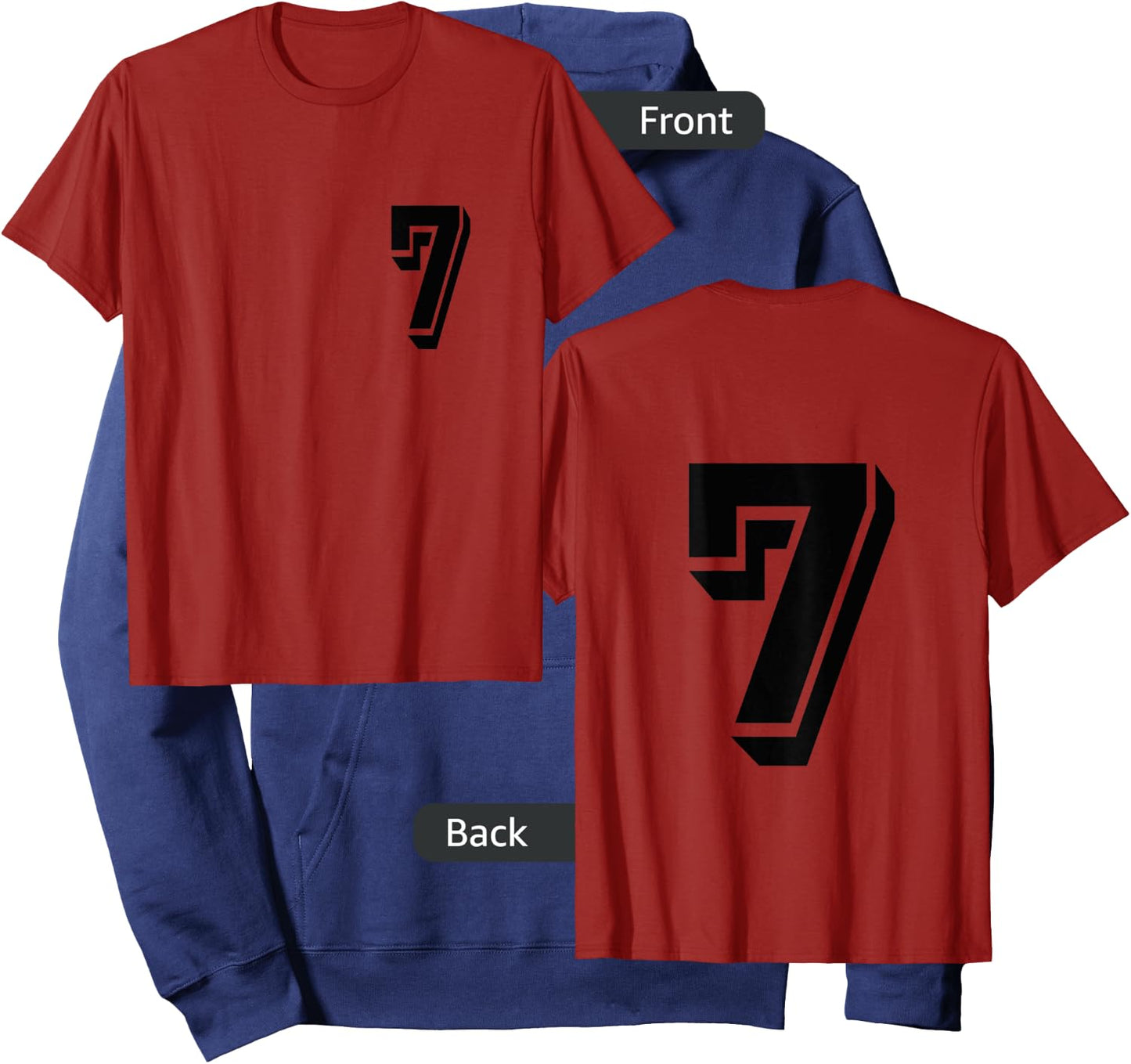 Front and Back number 7 Jersey My Favorite Player #7 Hoodie - Hoodie | Navy