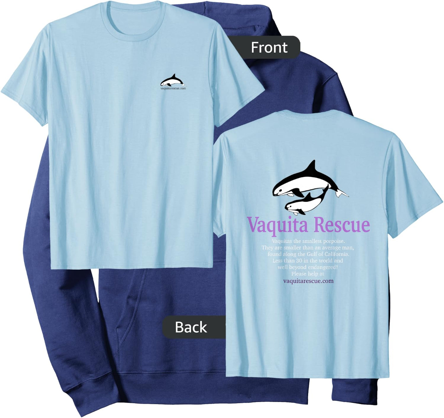 Vaquita Porpoise Dolphin Rescue Endangered Animal T Shirt Hoodie - Hoodie | Navy