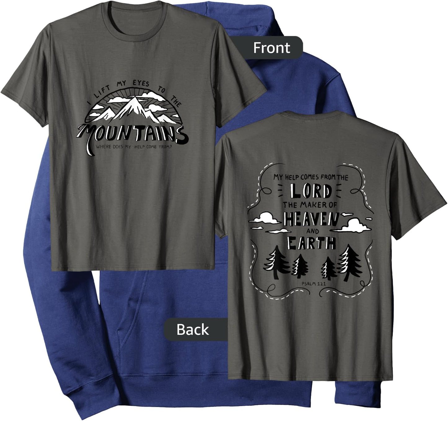 Psalm 121 Mountain Christian Bible Verse shirt Hoodie - Hoodie | Navy
