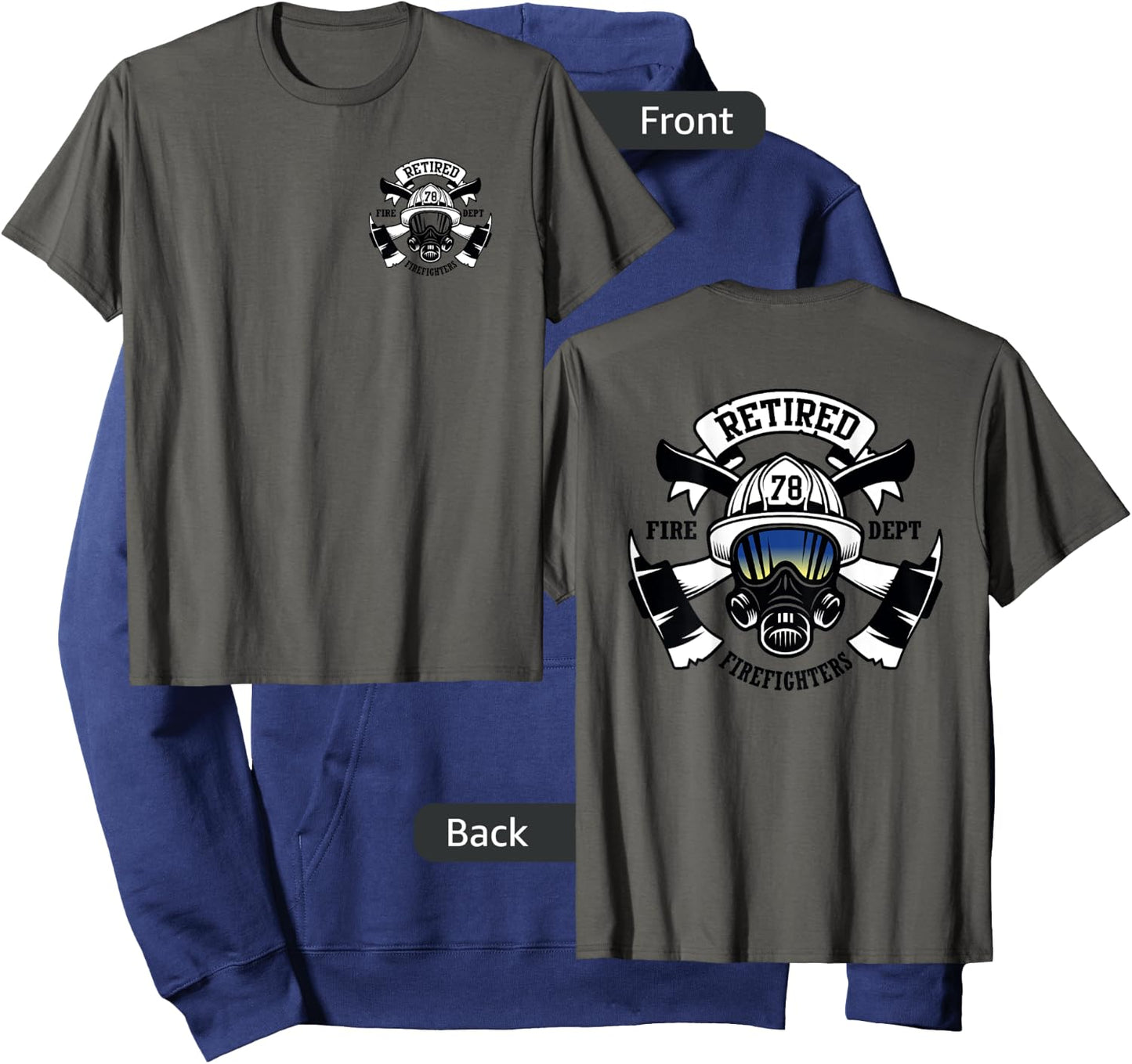 Retired Firefighters Tribute - Custom Front & Back Hoodie - Hoodie | Navy