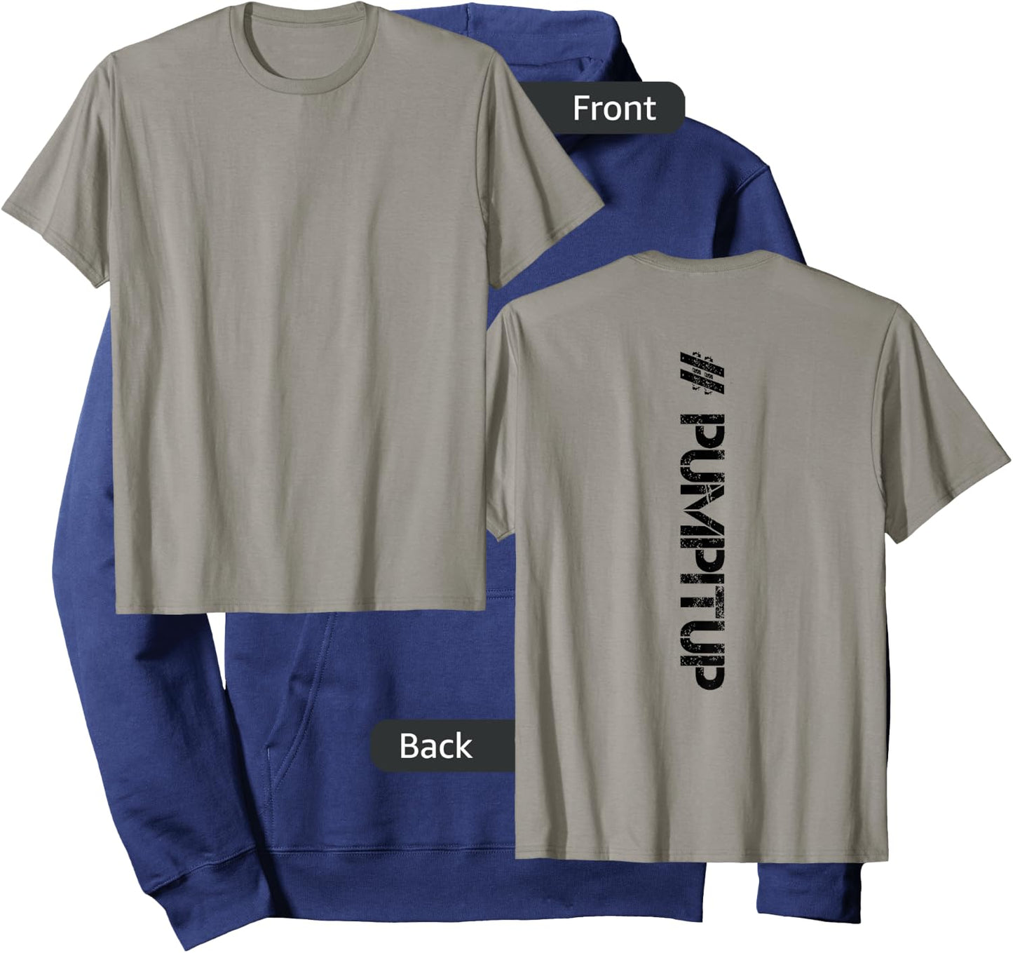 DISTRESSED Backprint Hashtag Gym PUMP IT UP Shirt Hoodie - Hoodie | Navy