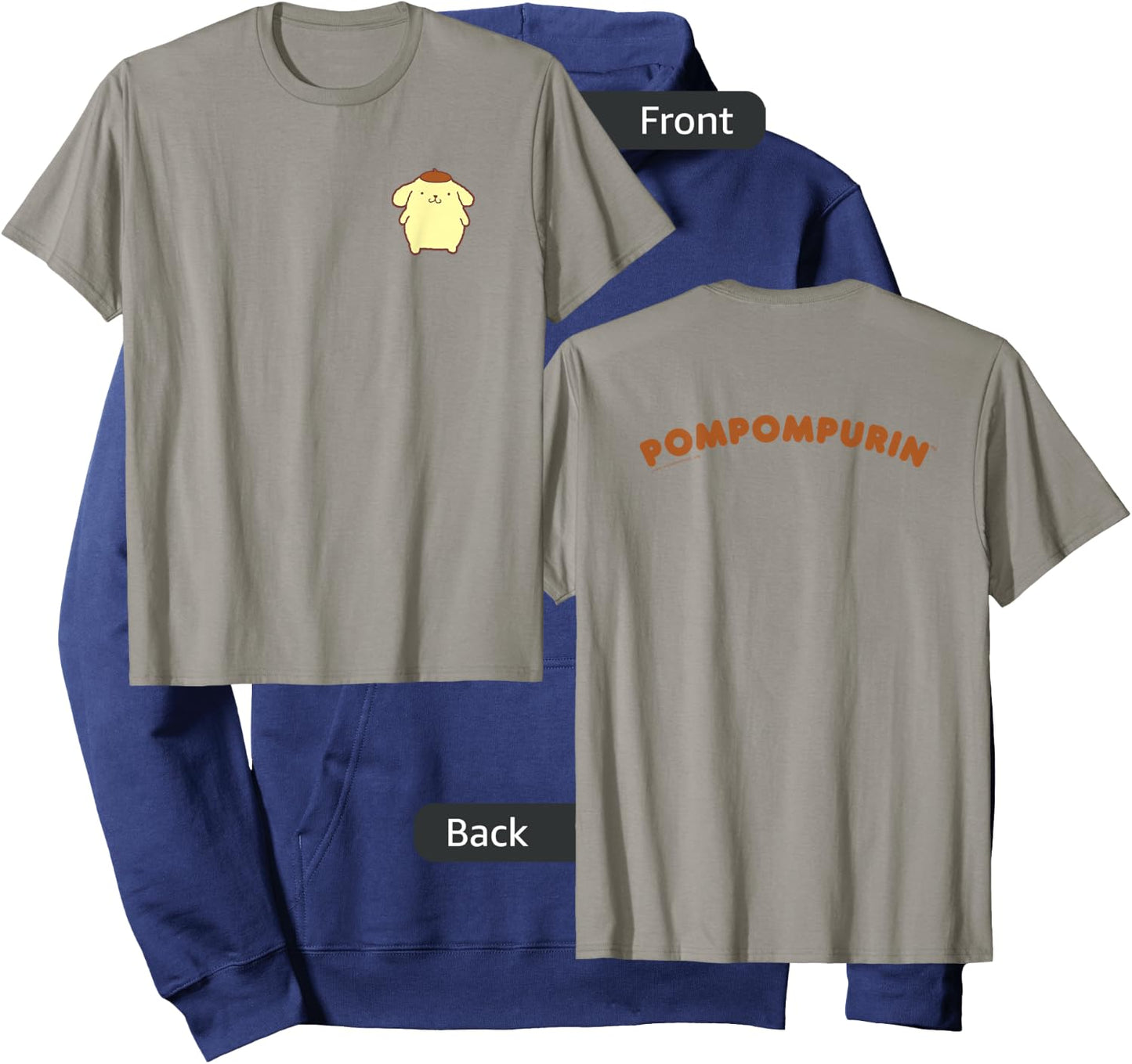 Sanrio Pompompurin Front and Back Logo Shirt Hoodie - Hoodie | Navy