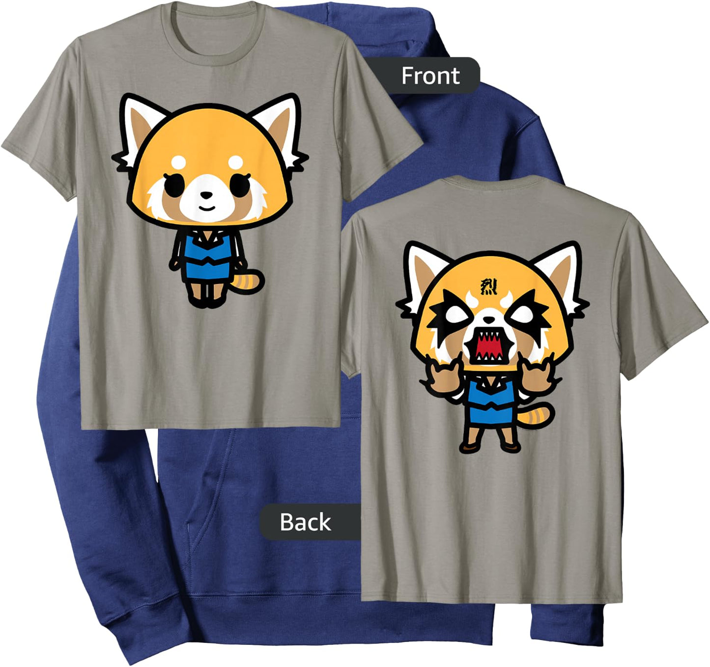 Aggretsuko Sweet Front and Rage Back Shirt Hoodie - Hoodie | Navy