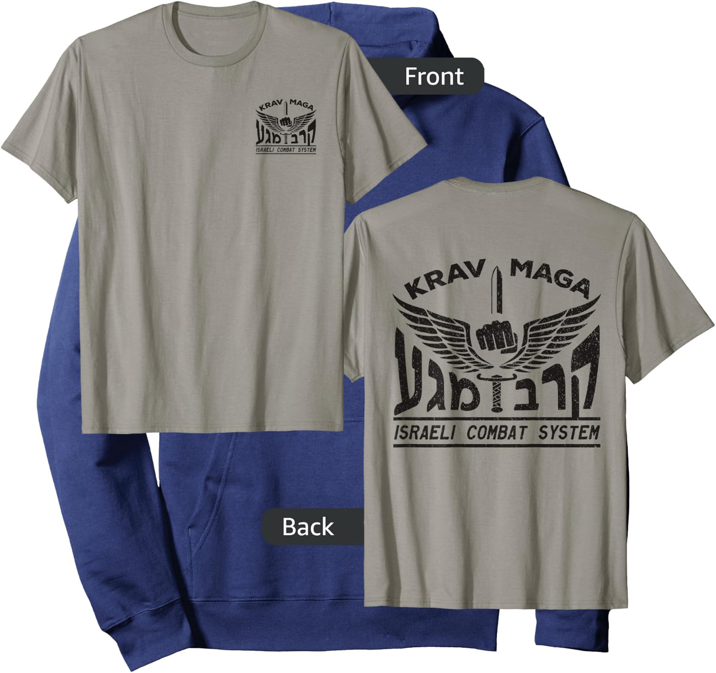 Krav MAGA Shirt Israeli Combat System IDF Front Back Hoodie - Hoodie | Navy