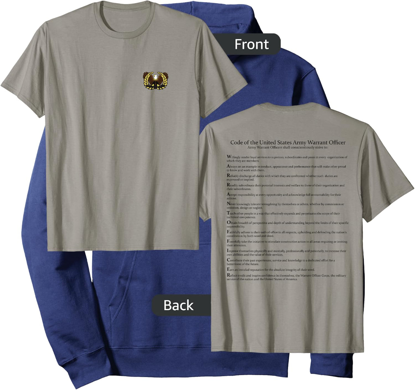 ARMY WARRANT OFFICER CREED with Color Eagle Rising Hoodie - Hoodie | Navy
